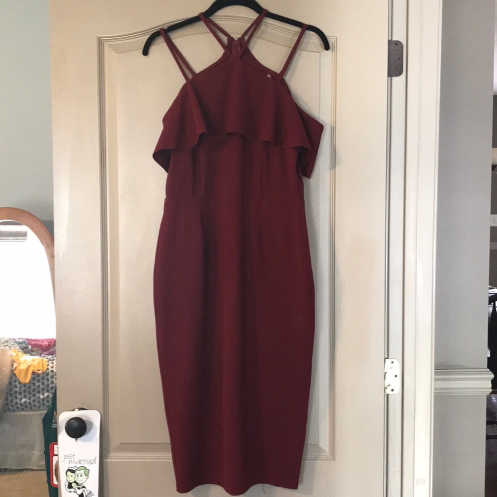 ASOS strappy maroon midi dress